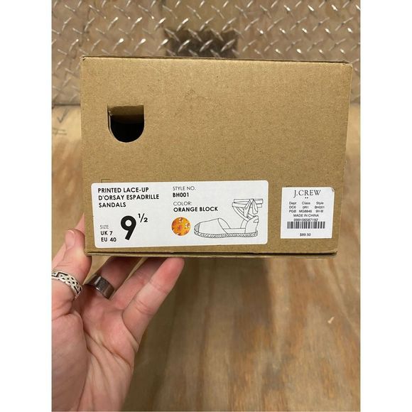 J. CREW NWT Printed canvas espadrille sandals Pale Guava, Sz 9.5, MSRP $90 - Picture 7 of 7